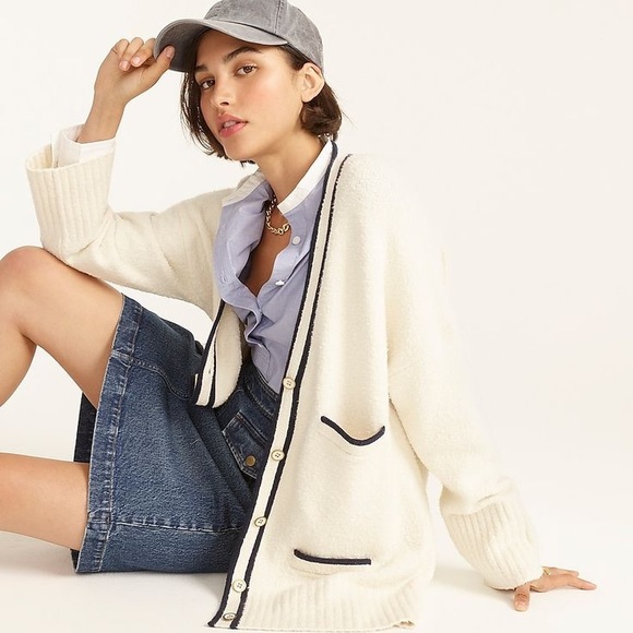 J Crew Relaxed Boucl Cardigan Sweater 